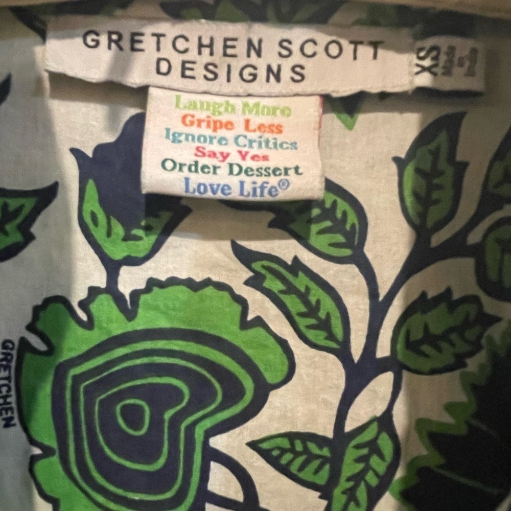 🔥💙💚Gretchen Scott size XS GORGEOUS blouse beautiful embroidery blue/green - Picture 7 of 9